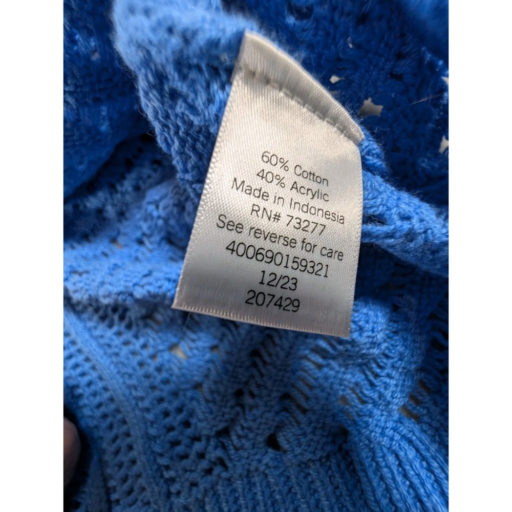 Sonoma Women's Blue V-neck Crochet Cardigan Button Front Long Sleeve Size 3X - Picture 7 of 9